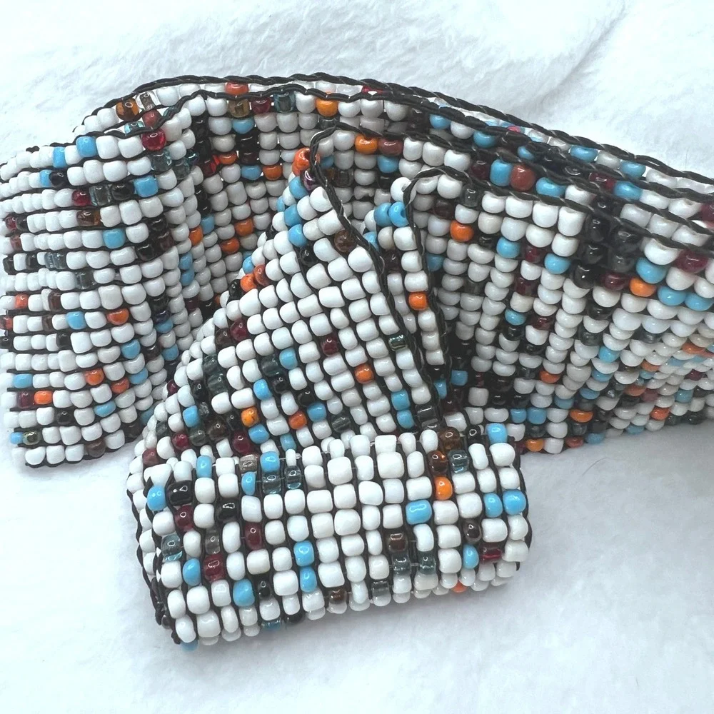vintage Belt Stretch Glass Seed Bead Boho Handcrafted 15-28